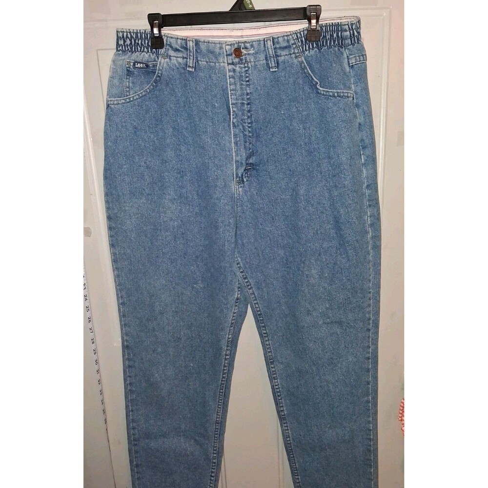 Vintage Lee Jeans Women 16 Short High Rise Mom Elastic Waist Denim